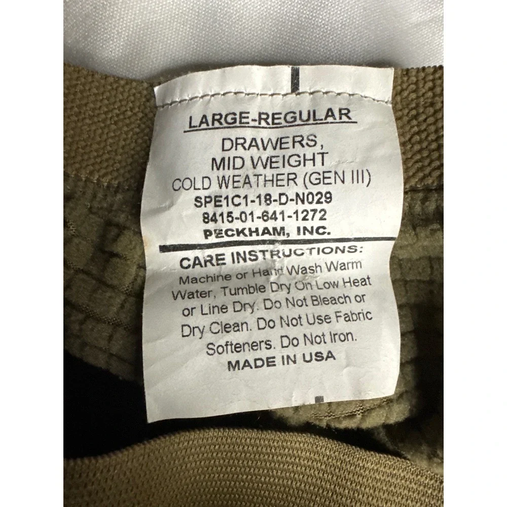 Peckham US Military Gen III Lvl 2 Waffle Fleece Thermal Pants Tan Large Regular